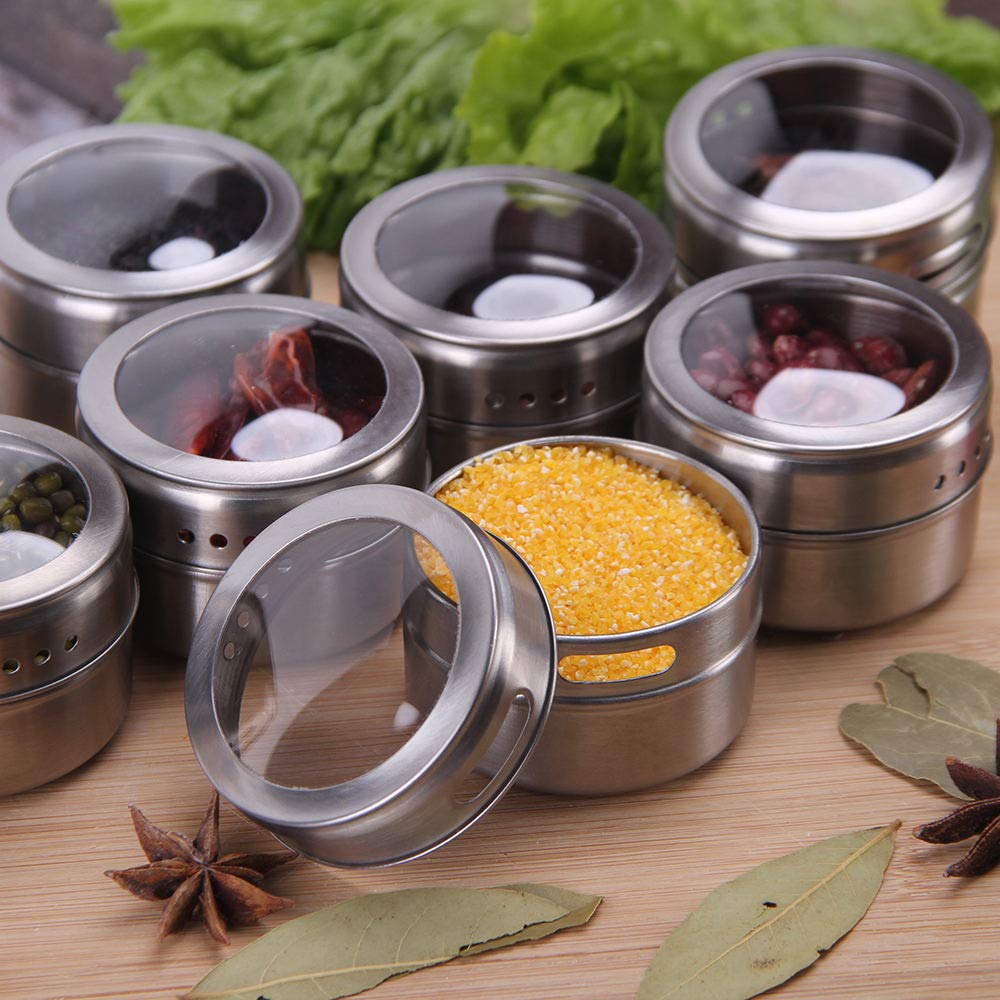 Ensemble de pots à épices magnétiques | Pot à épices en acier inoxydable, conteneur de stockage d'épices, poivre, Sprays d'assaisonnement, outils de cuisine, directe