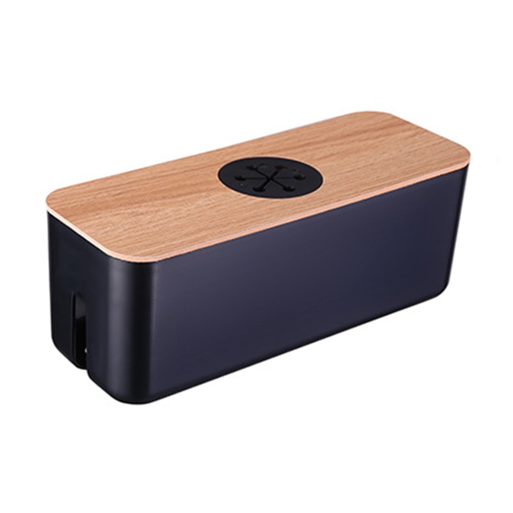 Boîte de rangement de fil avec couvercle en bois tablette téléphone, organisateur de prise de réseau de ligne, ensembles de gestion de chargeur domestique