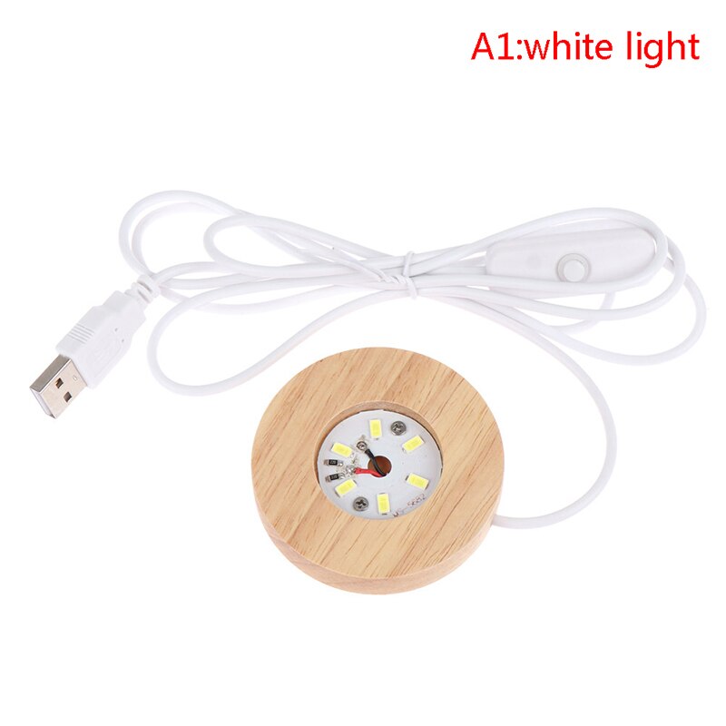 Socle lumineux en bois Rechargeable télécommande en bois lumière LED présentoir rotatif support de lampe pied de lampe Art ornement: A1-White Light