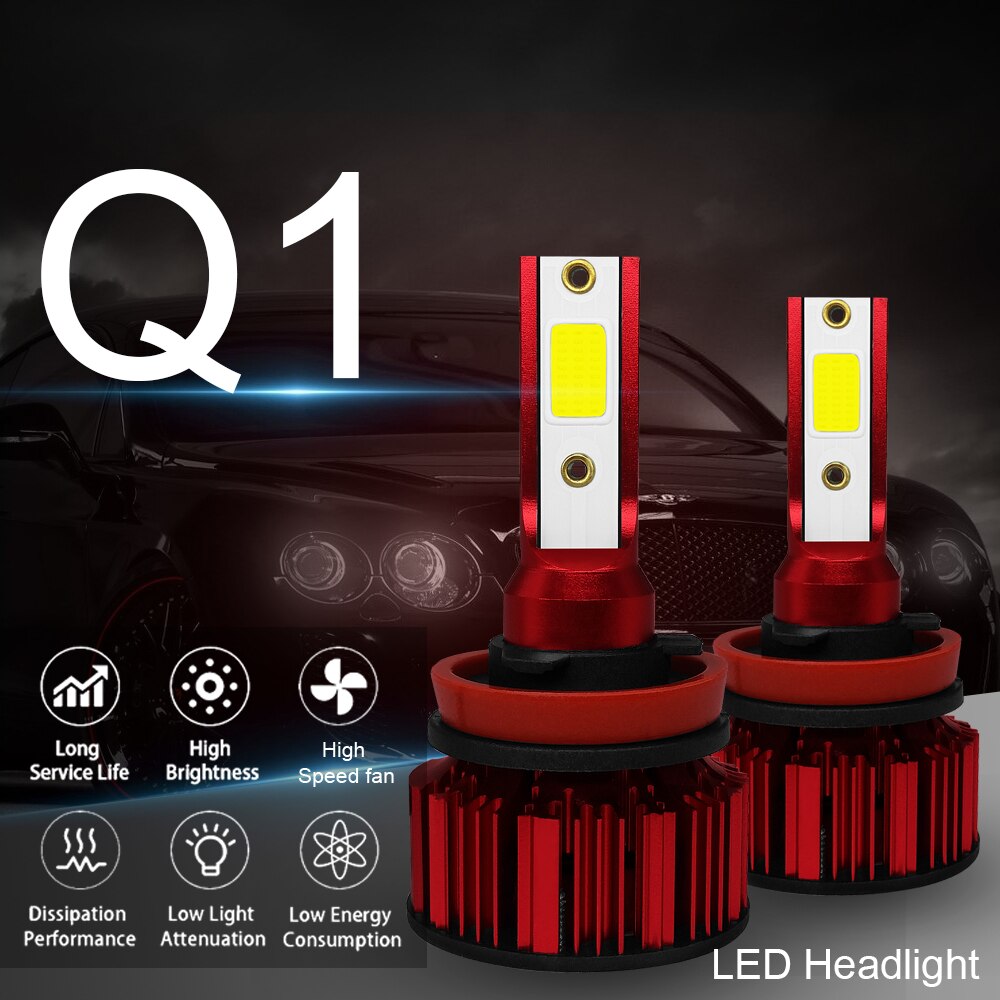 Q1-LED Koplamp 6000KQ1-H8/H9/H11 Waterdicht, Explosieveilige, Heldere 50W Pair2
