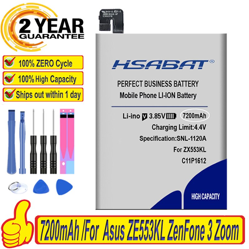 C11P1612 Hsabat 7200Mah Top Batterij Voor Asus ZE553KL, Zenfone 3 Zoom, zenfone 3 Zoom Dual Sim Lte, Zenfone 3 Zoom Z01HDA