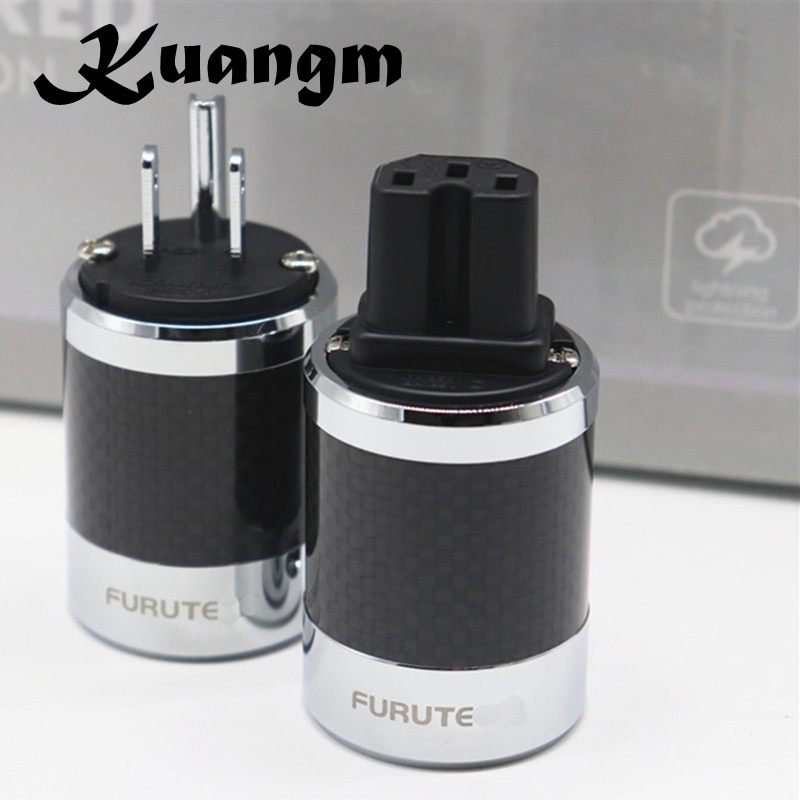 Kuangmhigh qualityfi -50 & fi50m carbon fiber rhodineret vekselstrøm elektrisk mandlig hunstik iec eu us iec hifi plug