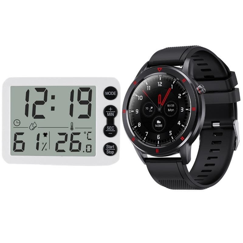 1Pcs Multifunctionele Indoor Temperatuur En Vochtigheid Meter & 1Pcs Smart Horloge Bluetooth Sport Horloge