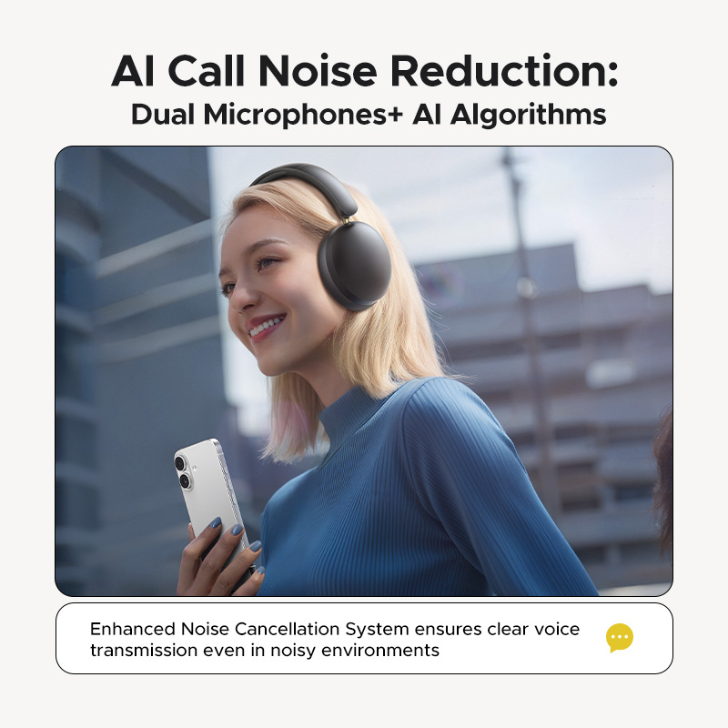 Bezprzewodowe słuchawki Bluetooth UGREEN Studio Max2, czas odtwarzania 80 godzin, słuchawki douszne HiFi Stereo z mikrofonem, Bluetooth 5.4