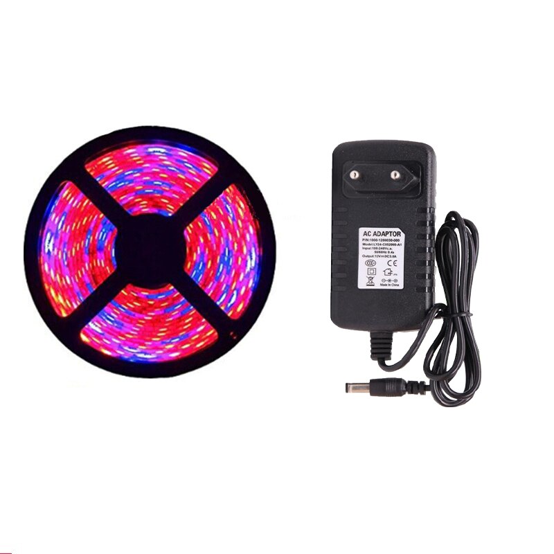 5m led grow light strip fuld spektrum uv lamper til planter vandtæt phyto lampe rød bluetape til drivhus grow telt hydroponic: Strimmel med strøm / Vandtæt  ip65 / 5 røde 1 blå