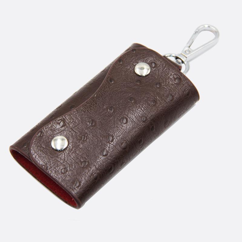 Leather Key Wallet Men Car Key Bag Multi Function Key Case male Housekeeper Key Holders 6 Rings: Dark coffee