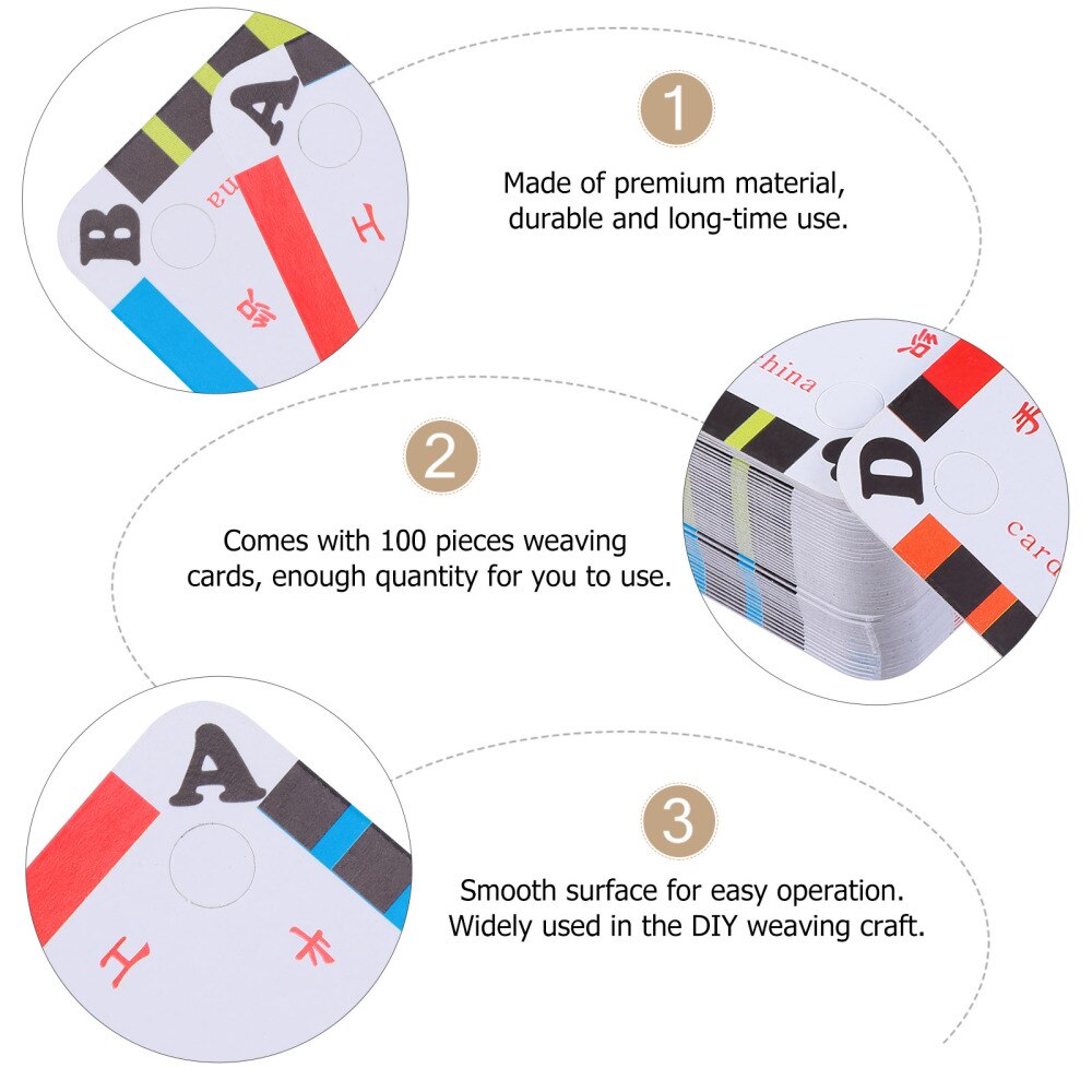 100Pcs DIY Craft Weaving Paper Loom Cards Weaving Cards Tablet