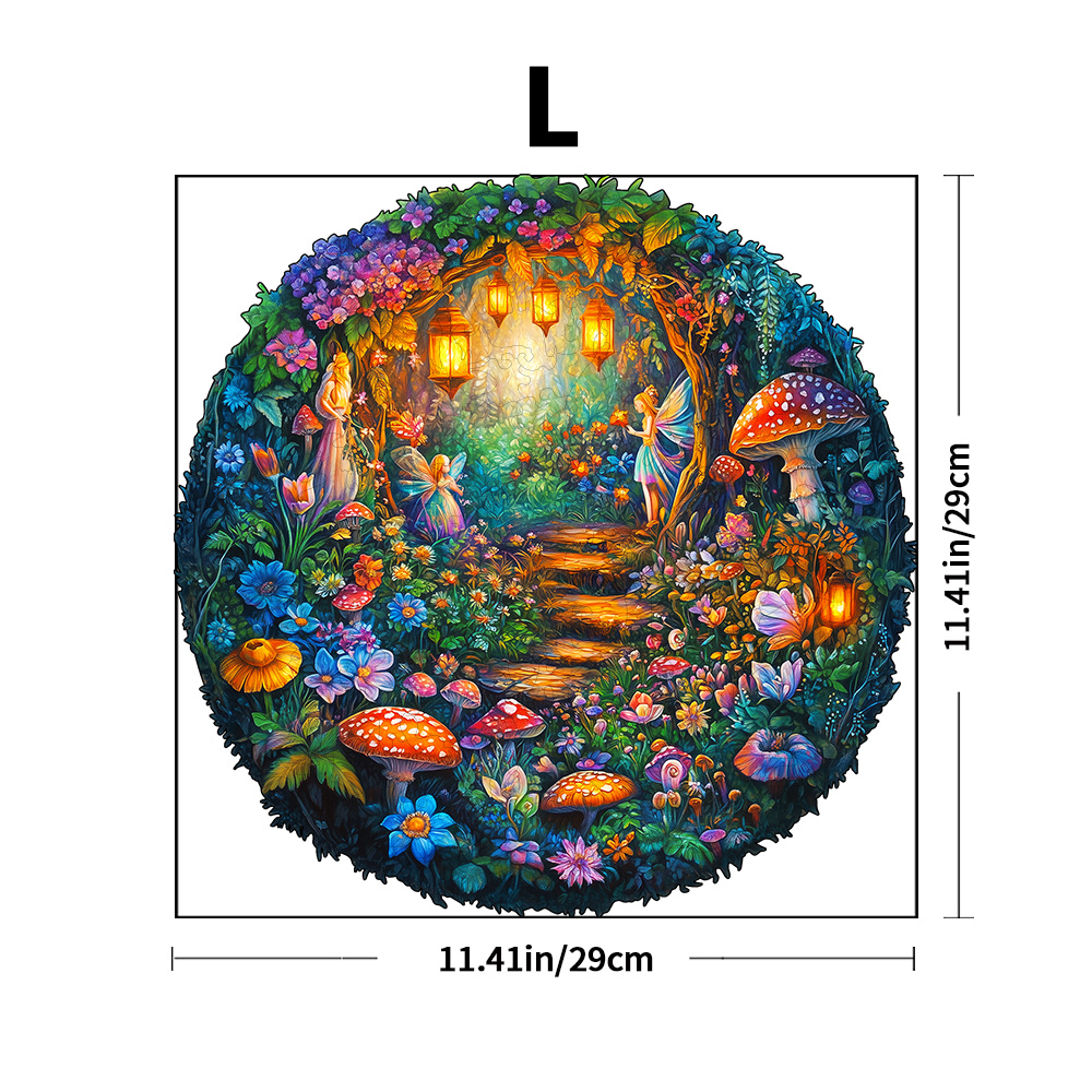 Wooden Puzzles for Adults - Magic Mushroom Puzzle, Unique Shape Puzzle, Flat Puzzle with 3D Visual Effect, Mystery Forest Wooden: black