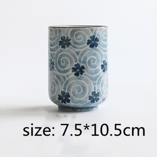 Grote waterbeker in japanse stijl, beschilderde watermok, theekop van steengoedkeramiek, handbeschilderd keukendrinkgerei, rechte theekom: J