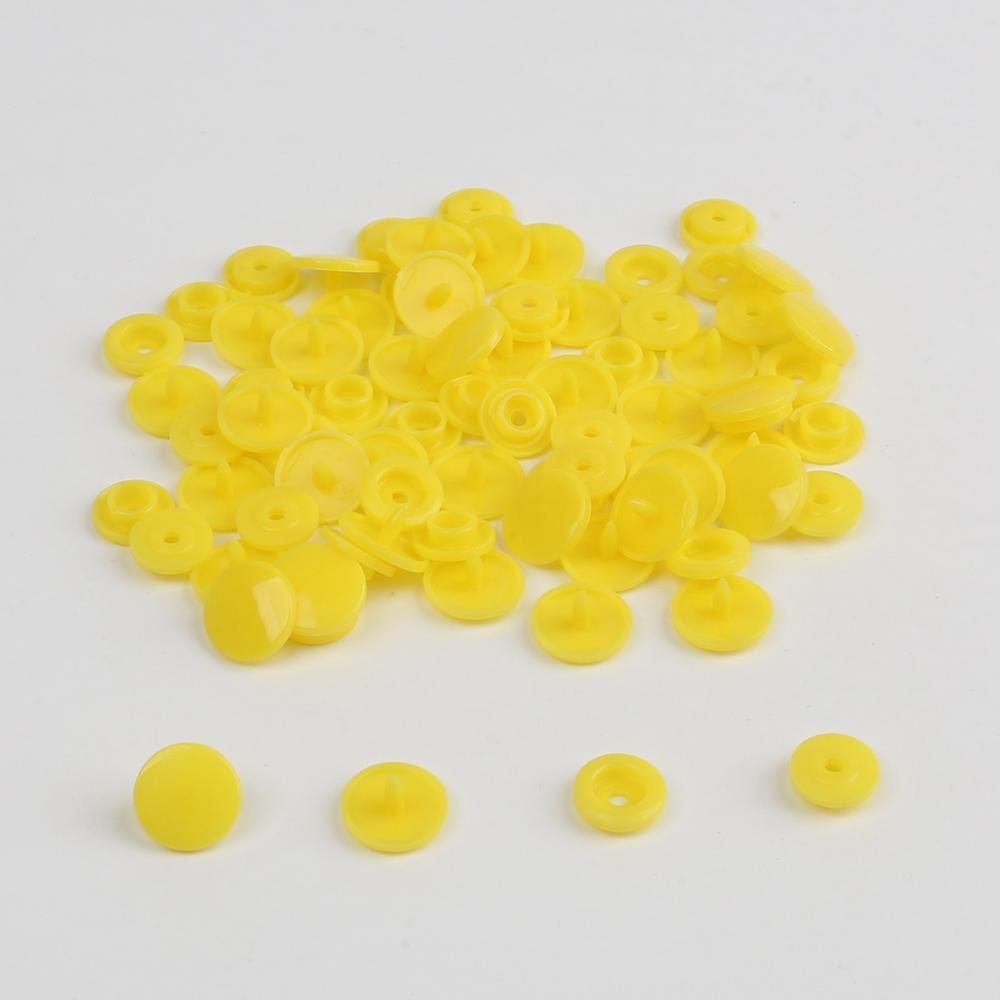 Tryckknapp tång knapp 150 set  t5 mix plast harts knappar 12mm tryck kläde knapp press maskin sömnad verktyg tillbehör: Gul 150 st