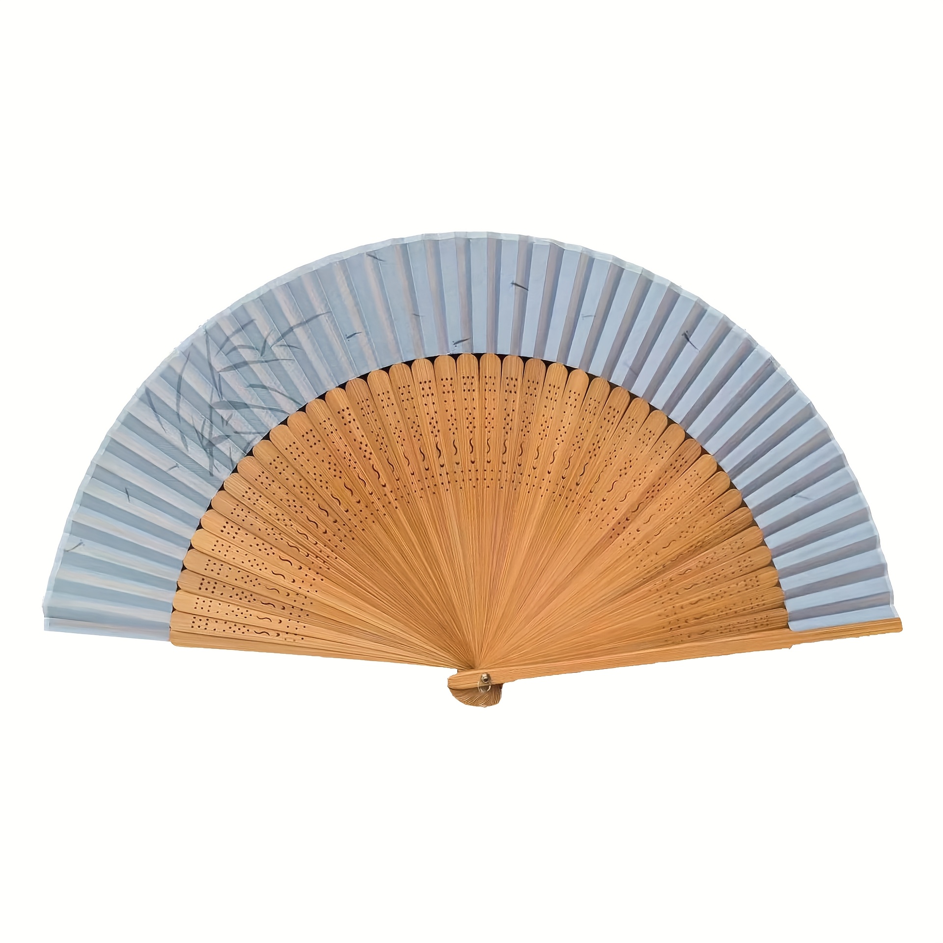 retro bambusowy wachlarz składany, wachlarz origami w kształcie serca z drewnianą ramką i białymi papierowymi łopatkami, wachlarz w drewnianej ramce, dekoracja bambusowa