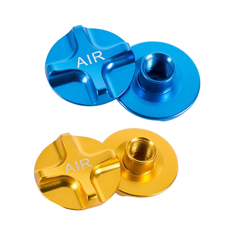 2 uds, tapas de válvula americana de Gas y aire para bicicleta, suspensión de bicicleta, partes de horquilla delantera para bicicleta de carretera MTB, azul y dorado