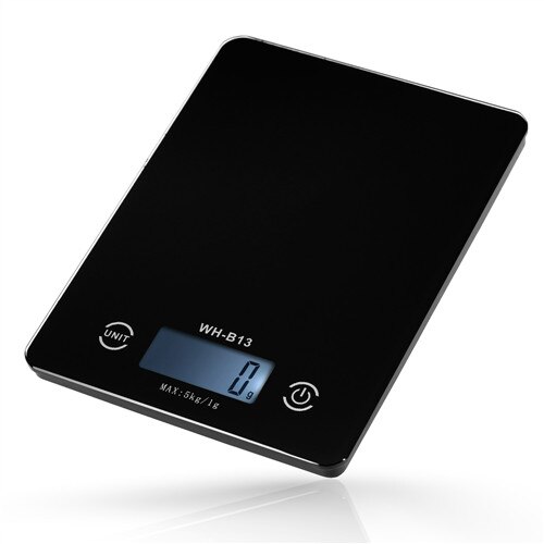 Digital Kitchen Scale LED Food Balance Scale 5KG/1g Kitchen Weight Measuring for Baking Cooking Black Electronic Kitchen Scale: Black