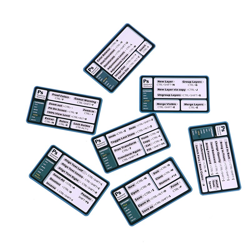 7pcs/pack Windows PC Reference Keyboard Shortcut Sticker Adhesive For PC Laptop Desktop Label Decorative Sticker