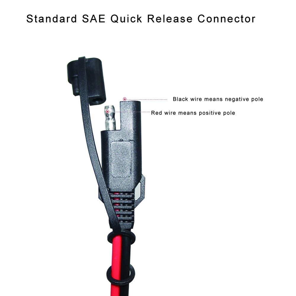 5FT SAE to Male Cigarette Lighter Male Plug Cable Adapter with SAE Quick Release Connector 16 AWG Extension Cable with LED Light