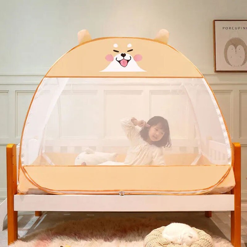 Cartoon Wieg Vol Bodem Klamboe Universele Kinderen Bed Opvouwbare Klamboe Grote Ruimte Yurt Dubbele Deuren Klamboe: C-120x65cm-2 doors