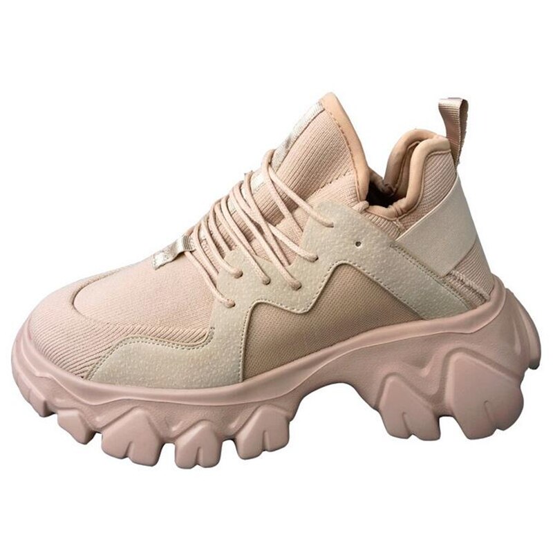 Plattform vår dam sneakers kvinnor skor kvinnliga svarta sneakers med hög sula skor kvinnor hög topp chunky sneakers