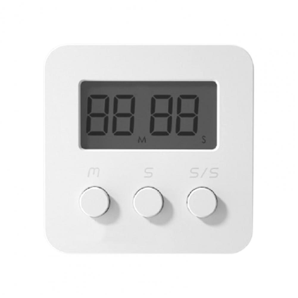 1PC LCD Digital Timer Reminder Countdown Stopwatch Alarm Kitchen Learning Time Manager Cooking Mini Cute Electronic Alarm Clock:  White
