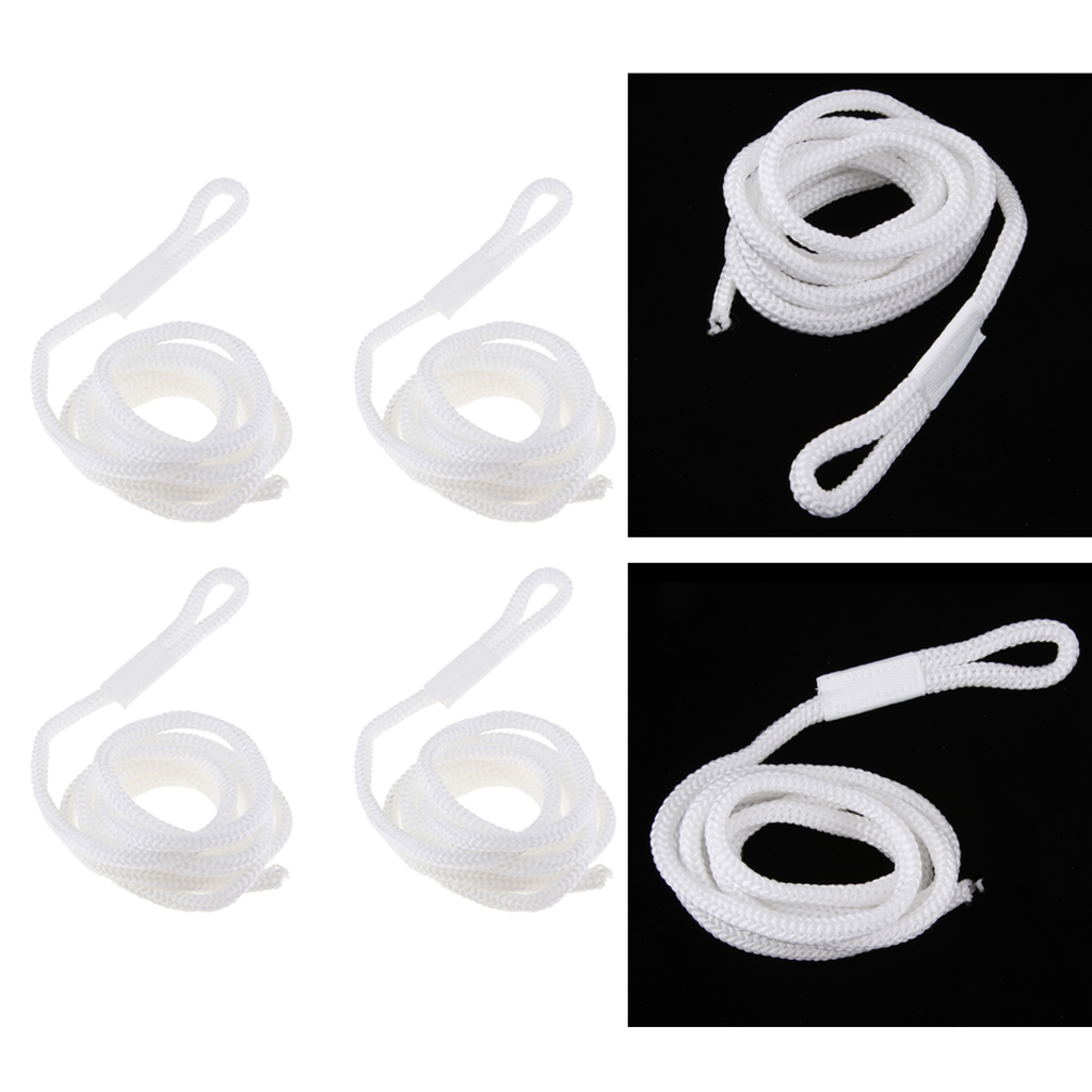 4 Pieces White Double Braid 1/4 INCH X 5 FT Boat Bumper Fender Lines Marine Docking Rope