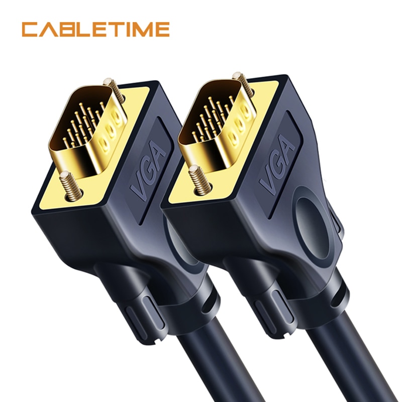 Cabletime Vga Kabel 3 + 9C Gevlochten Hoge Premium Afscherming Vga Naar Vga M/M 15 Pin Voor Hdtv pc Laptop Tv Verlengen Kabel 15M N120