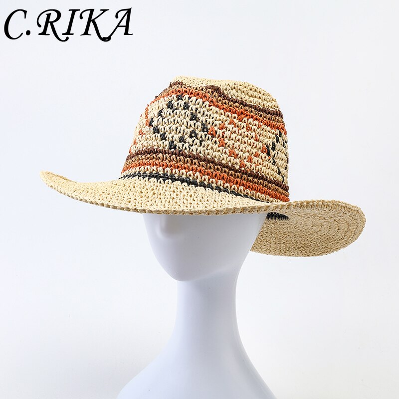 Cappello Di Paglia Cowboy Unisex – Pieghevole, Parasole, Per Spiaggia E Viaggi - 5