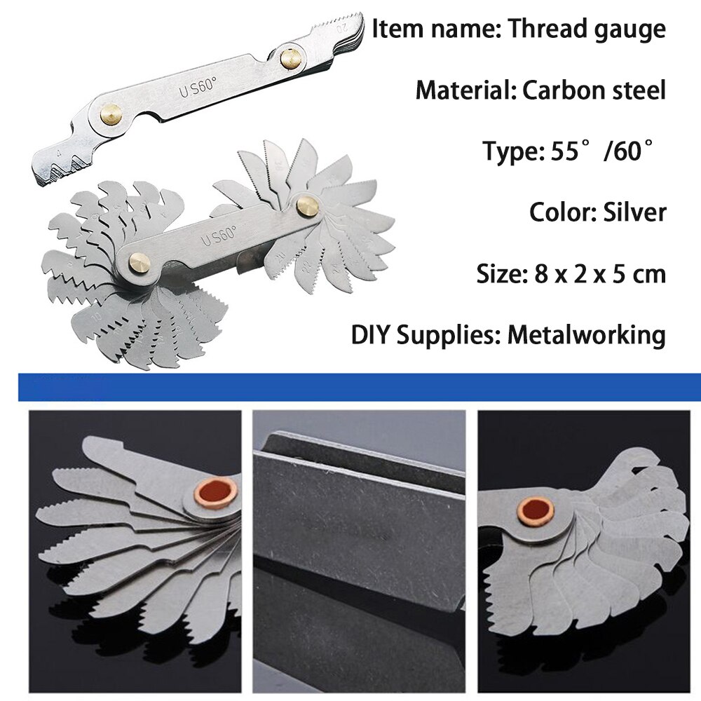 Screw Pitch Gauges Metric Inch Thread Plug Gear Tooth Measuring Carbon Steel Center Measurement 55 Degree​ Thread Gauge