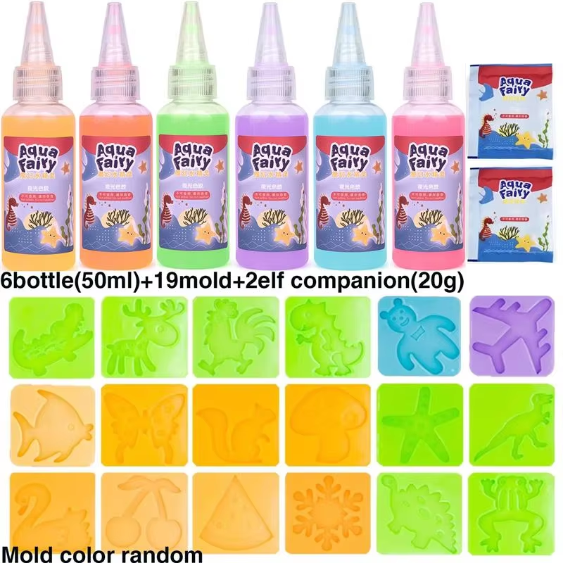 Leuchtende Fee, magische Wasserelfe, leuchtet im Dunkeln, ozeanische Form, Aqua-Fee-Gel-Sets, DIY-Handwerk, Materialien, für Kinder: Licht Grau