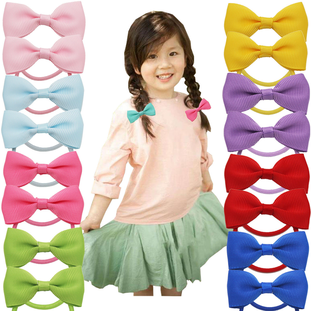 Accesorios para el cabello para niños, 10 Uds., lazo, banda de goma, anillo para el pelo, Color caramelo, tocado para bebé, accesorios para el cabello