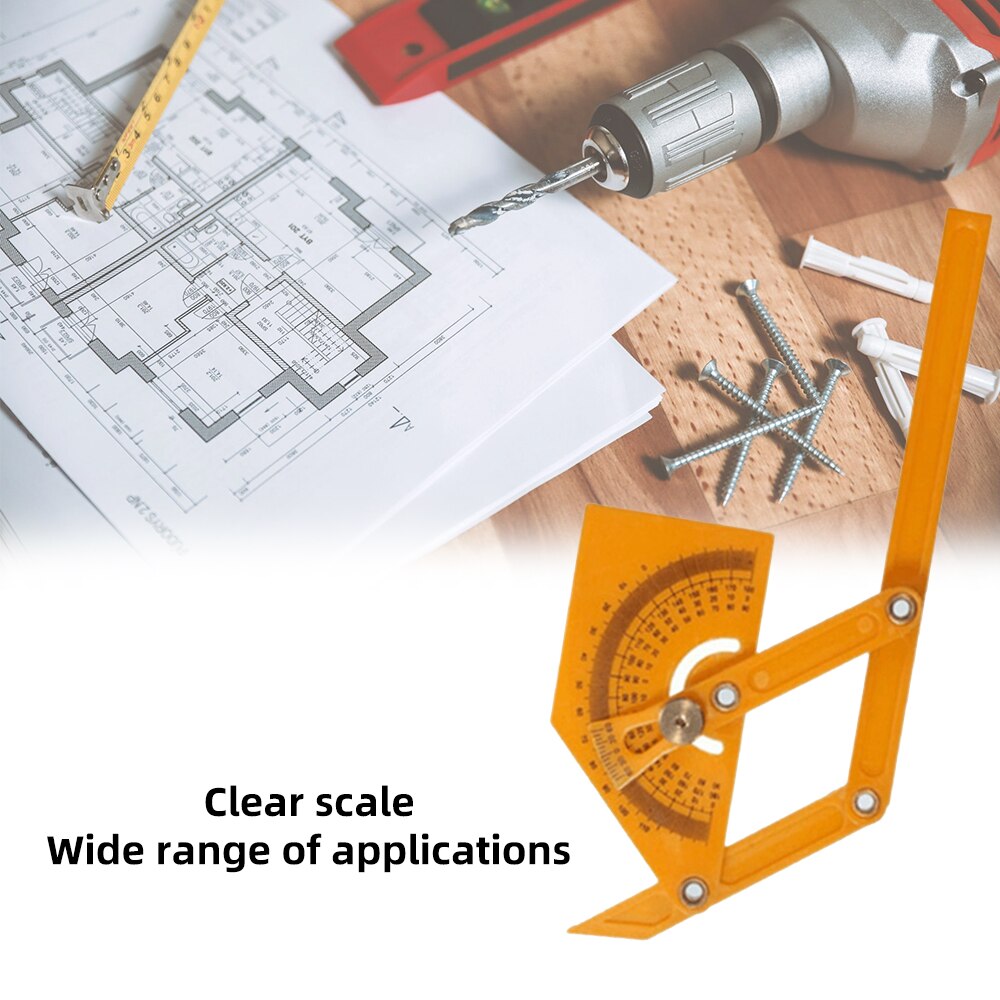 180 Degree Woodworking Angle Ruler Multifunction Plastic Protractor Adjustable Protractor Angle Ruler Mathematics Measuring Tool