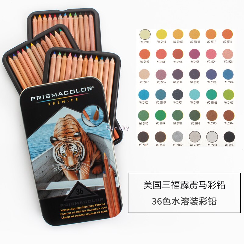 Tin Prismacolor Premier – crayons de couleur souples pour adultes, 72/132/150, pour livres de coloriage, dessin, croquis, étudiants artistes: 36 soluble