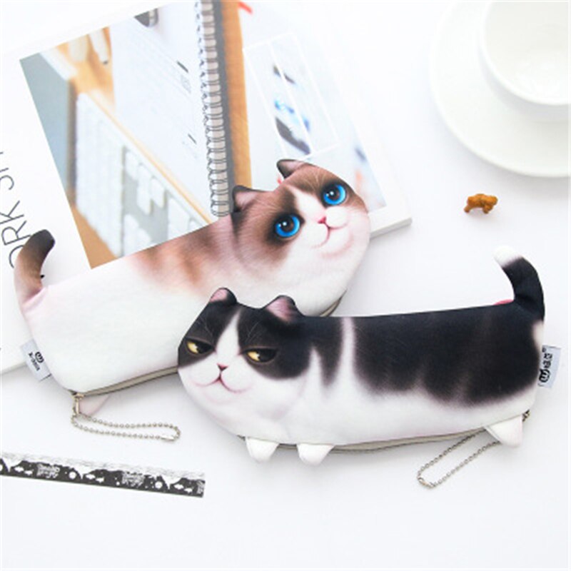 Sac à stylos grande capacité mignon, boîte de papeterie, Kawaii, fournitures scolaires, chat porte-crayon