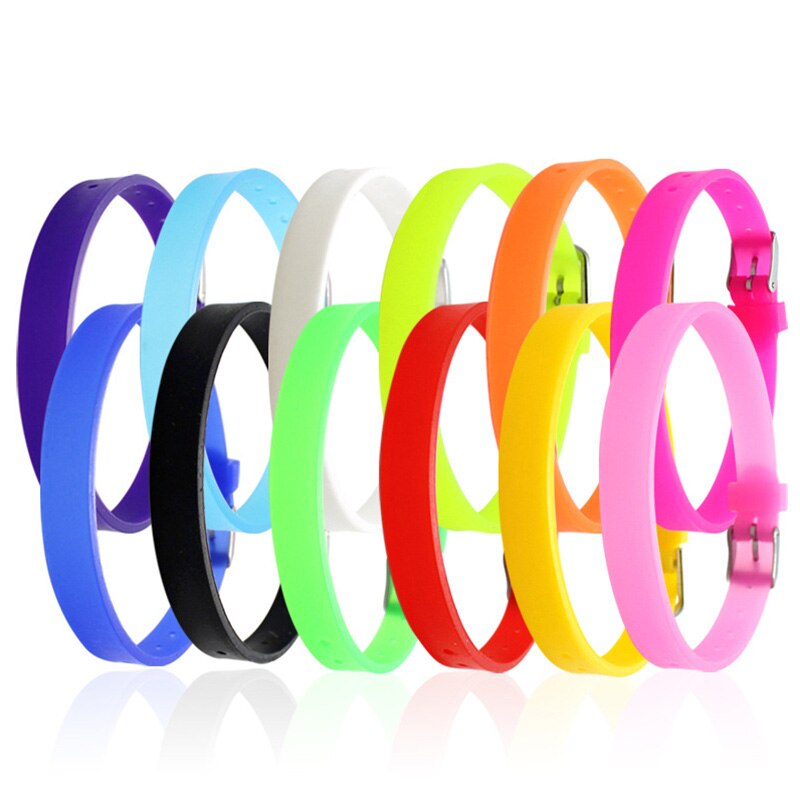 5pcs Silicone Wristband Bracelet Casual Bangles Wrist Band Sports Jogger Running Adjustable Jewelry Accessories
