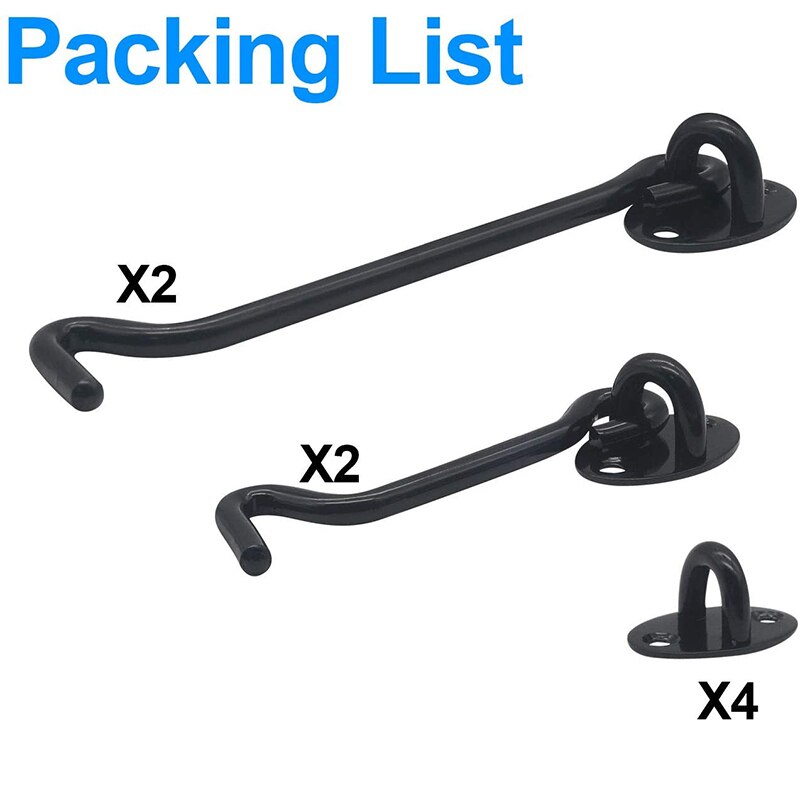 Schuur Deur Klink, 4 Pack Cabine Haak En Oog Klink Lock Voor Schuur Deur, Poort, venster (4 En 6 Inch)