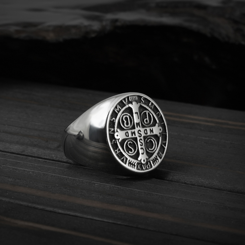 Anillo de acero inoxidable con de Cruz para hombre, sortija masculina con de la suerte, estilo Punk, Hip Hop, ,