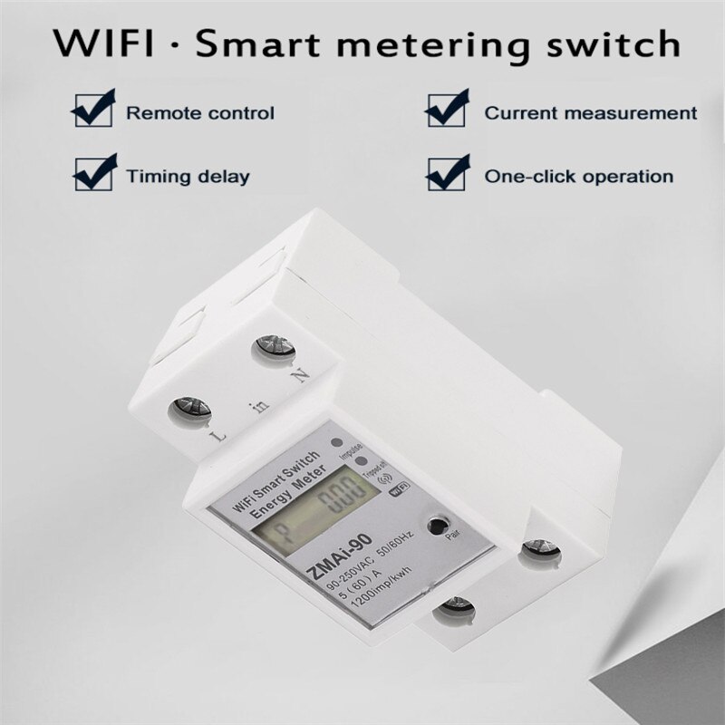 110-250V WiFi Smart Metering Energy Meter Tuya/smart Life APP Remote Control Din Rail Single-phase Smart WIFI Metering Switch