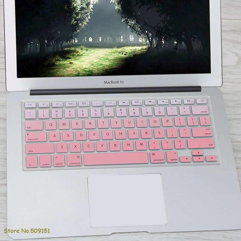 Us engelsk tastatur cover til apple mac macbook pro 13 15 17 air retina 13 keyboard protector skin  a1466 a1369 a1502 a1278 a1398: Gradient lyserød