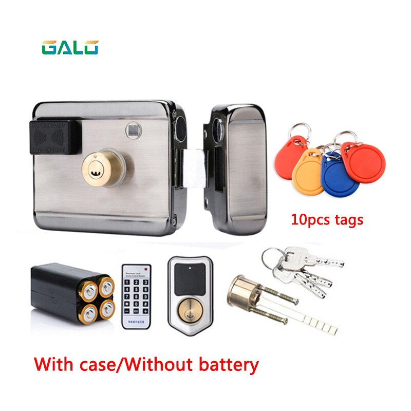 Wifi Control Electric Lock &amp; Access Control System Electronic Integrated RFID Door Rim Lock With ID Reader 125khz: D with Battery base