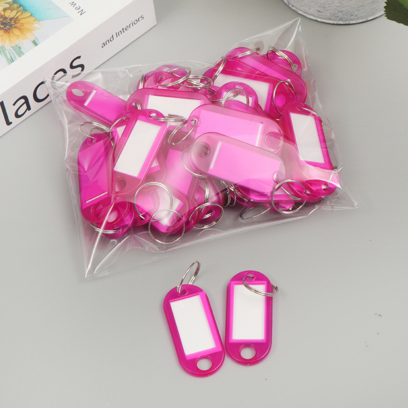 10-50 stks/partij Sterke Plastic Sleutel Tags met Split Ring Label Venster voor DIY Sleutelhanger Kit Genummerde Naam bagage Bagage Tags