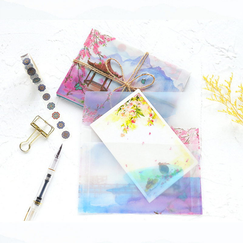 5 Pcs Chinese Style Paper Envelope Wedding Invitation Postcard Envelope Cover Colorful Greeting Card Letter Message Bag