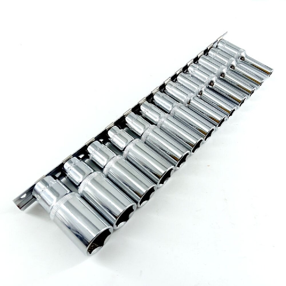 13Pcs 3/8in. Drive Deep Metric Socket Set 6-19mm 6 Point Chrome Vanadium Socket Set