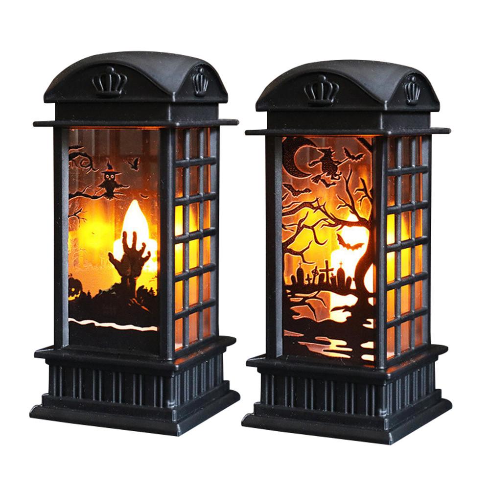 Halloween Night Light Pumpkin Lantern Retro Safe LED Night Light PVC Small Hand Lantern Home Party Decoration Candle Lamp