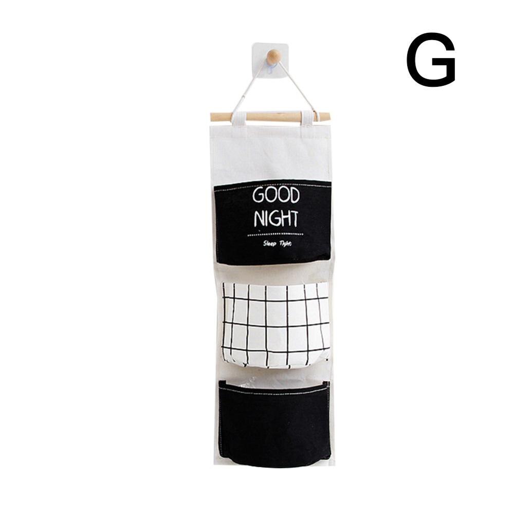 Cotton Cloth Storage Hanging Bag Over the Door Closet Organizer 3 Pockets Wall Hanging Storage Bags For Bedroom Kitchen/Bathroom: G