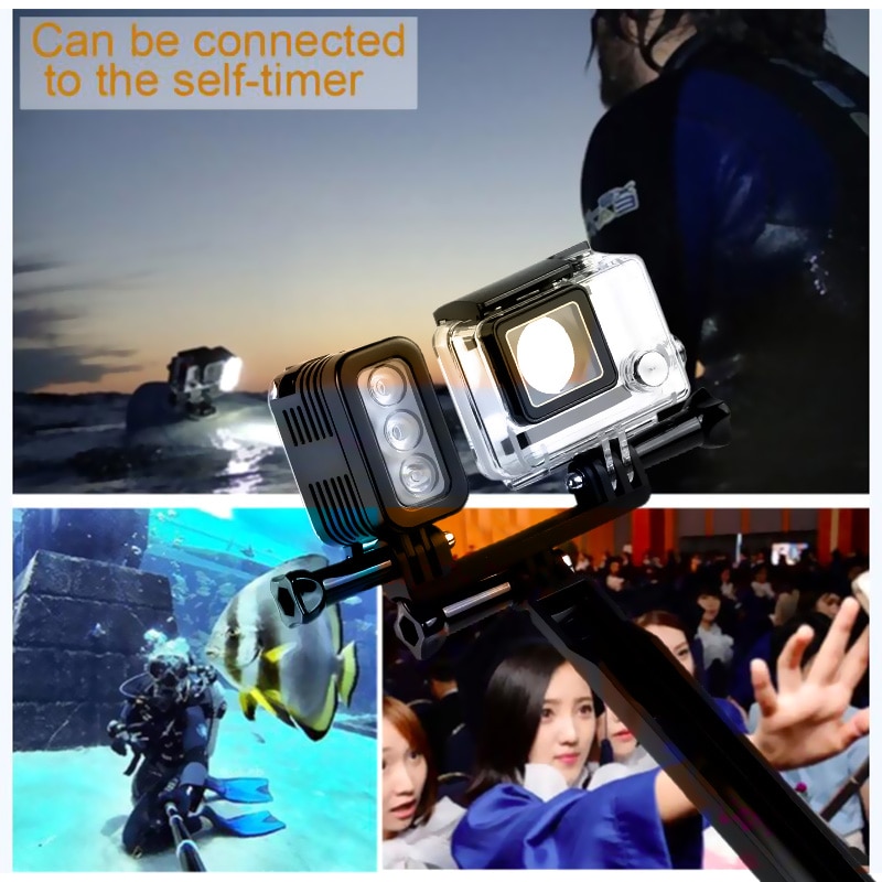 Free Ship Video Light Waterproof Underwater Diving Video Light Underwater 30M LED Video Flash Light For Gopro Camera Accessories