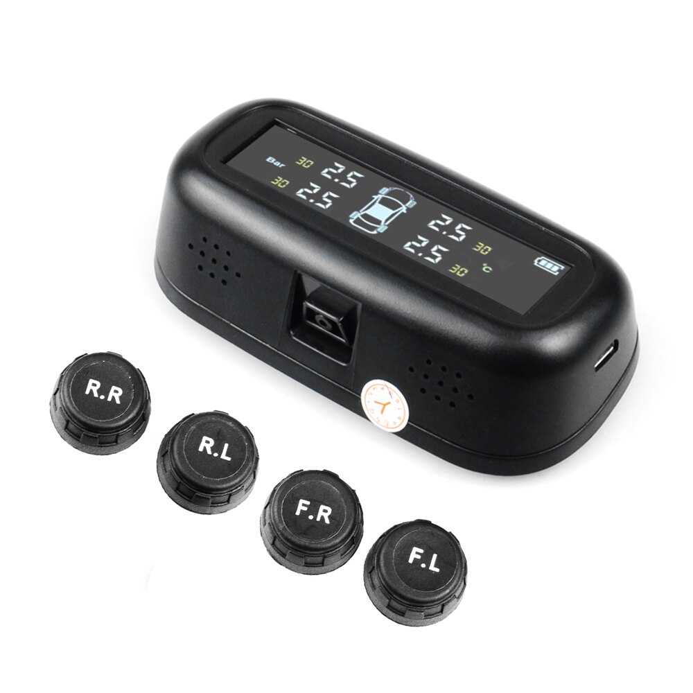 Auto TPMS Bandenspanning Alarm Monitoring Systeem Tyre Pressure Sensor Auto Beveiliging Alarm monitor Systeem Zonne-energie opladen
