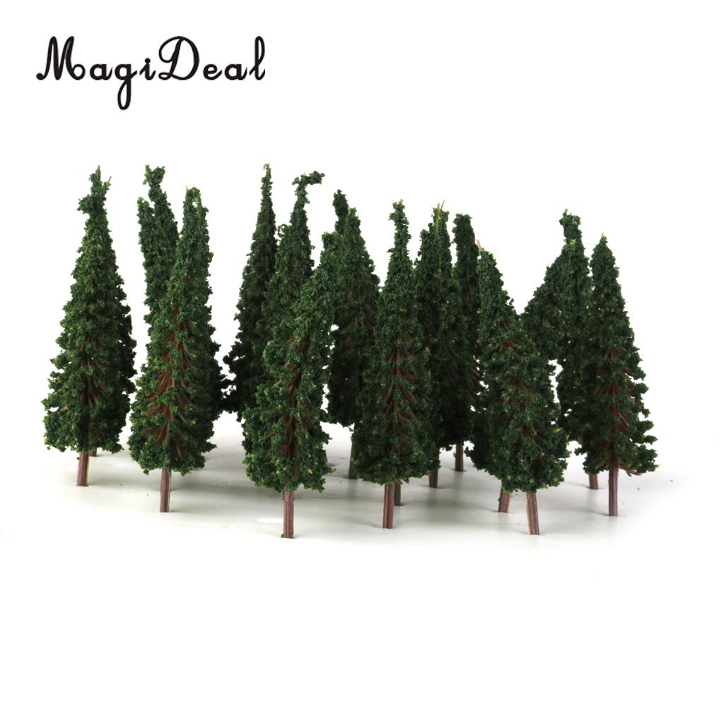 Magideal 50Pcs Pagode Bomen Trein Spoorweg Landschap 1/100 Donker Groen Voor Model Landschap Building Mini Schaal Speelgoed