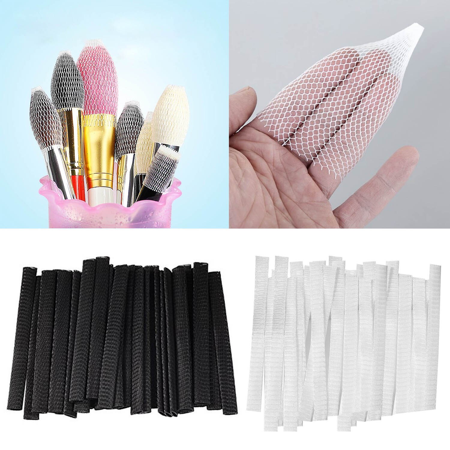 Filet de protection pour pinceaux de maquillage, maille élastique, accessoire de beauté, cosmétique, couverture du stylo, filet sous gaine, outil sans brosses, 50pcs