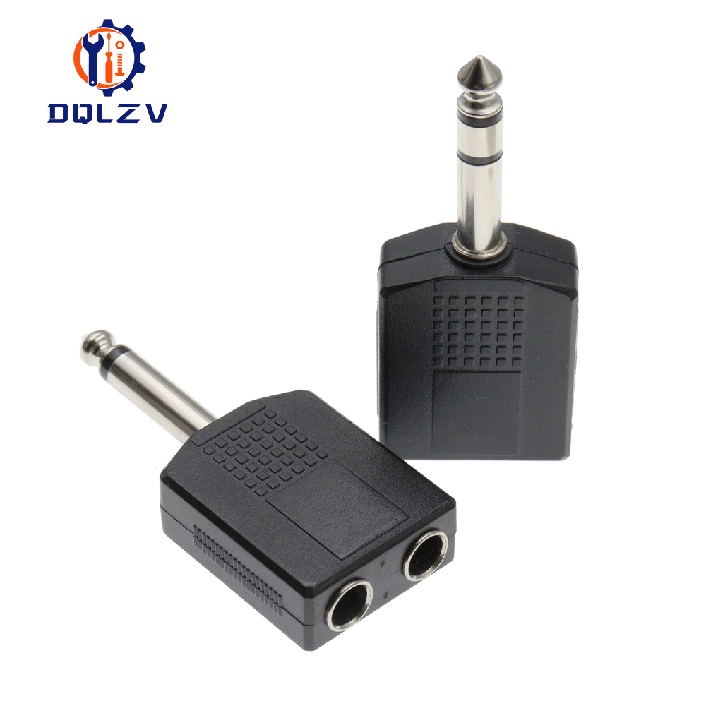 Estéreo Mono 1/4" Y Splitter Adaptador de audio Divisor 6.35 Macho Jack a 2 Hembra 6.35: Lavanda / 5-9 Unids