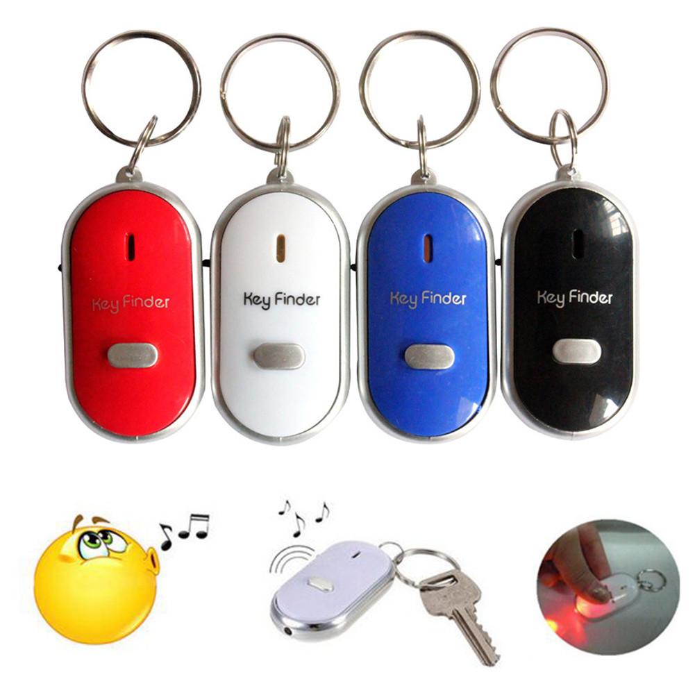 LED fischio Key Finder lampeggiante segnale acustico controllo allarme anti-perso localizzatore di chiavi Finder Tracker con portachiavi