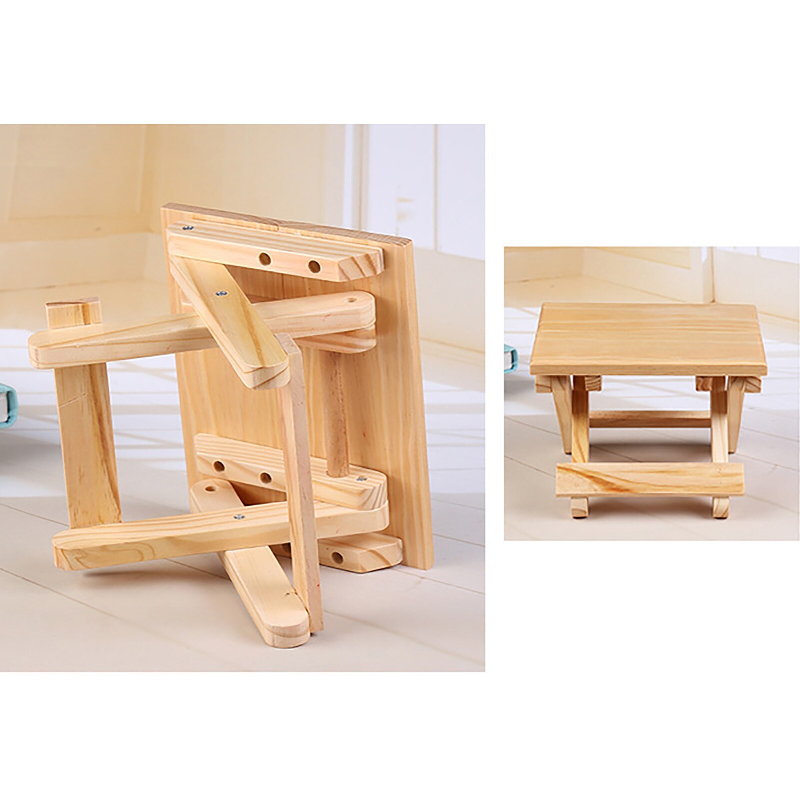 Banco pequeño de madera maciza firme y estable, taburete cuadrado para el hogar, para terrazas y pesca, ahorro de espacio para Cocina