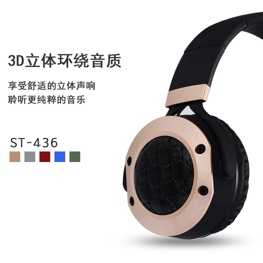 Plug-in Bluetooth Headset 5.0 Leather Earmuff Headset Wireless Headset with Michael Phone Headset
